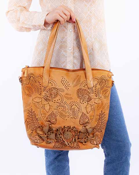 SCULLY: Spanish Inspired Light Leather Tote Bag
