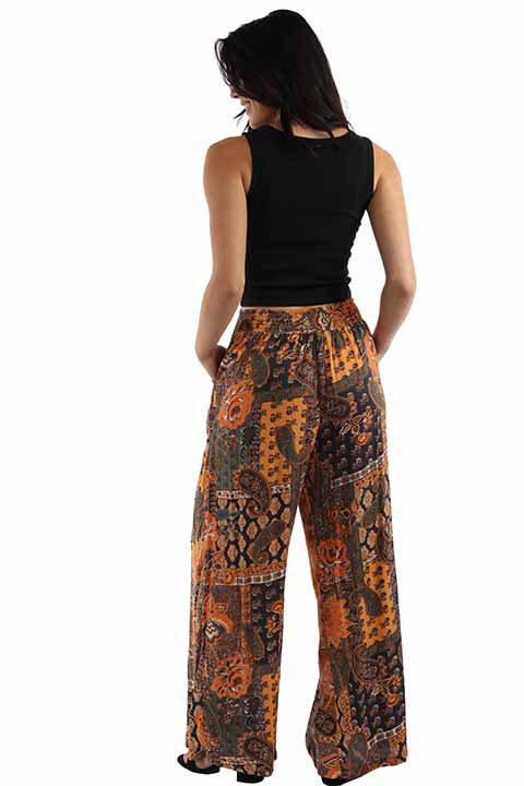 Scully- Women's Orange Paisley Palazzo Pants