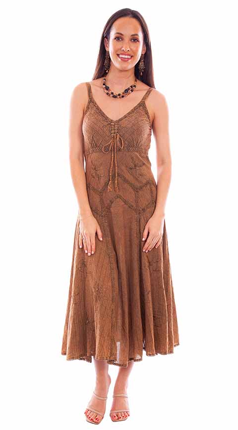 Scully: Women's Patchwork Spaghetti Strap Dress with Front Tie