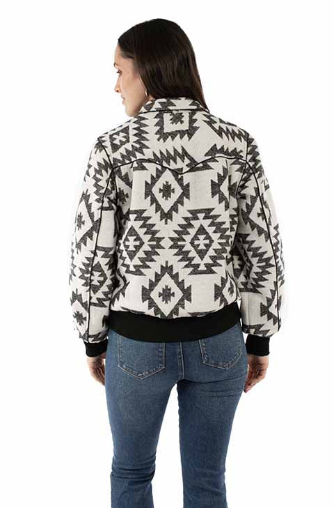 SCULLY: Black and White Aztec Baseball Jacket
