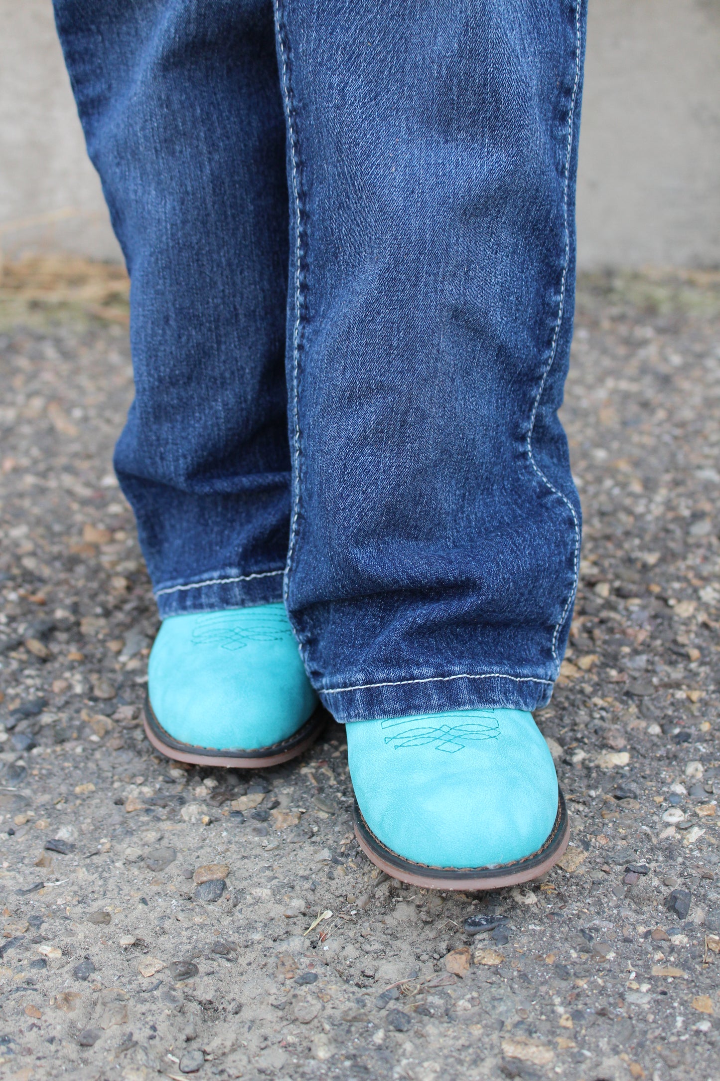 Roper Kids Girls Turquoise Faux Leather Taylor 9In Cowboy Boots