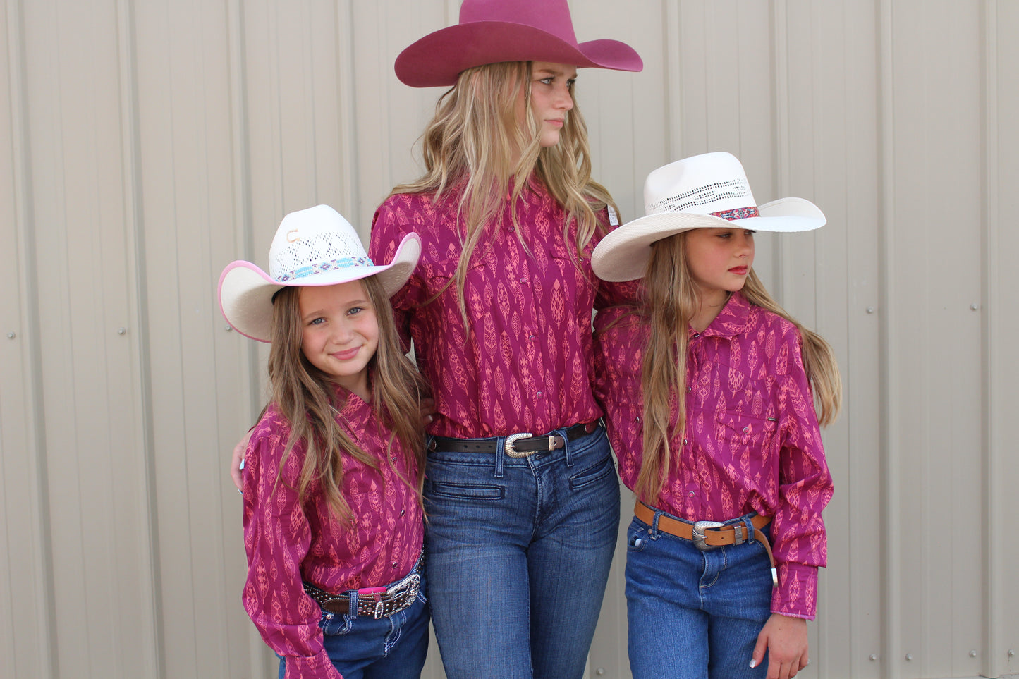 ROPER GIRLS LONG SLEEVE SNAP AZTEC FEATHERS WESTERN SHIRT