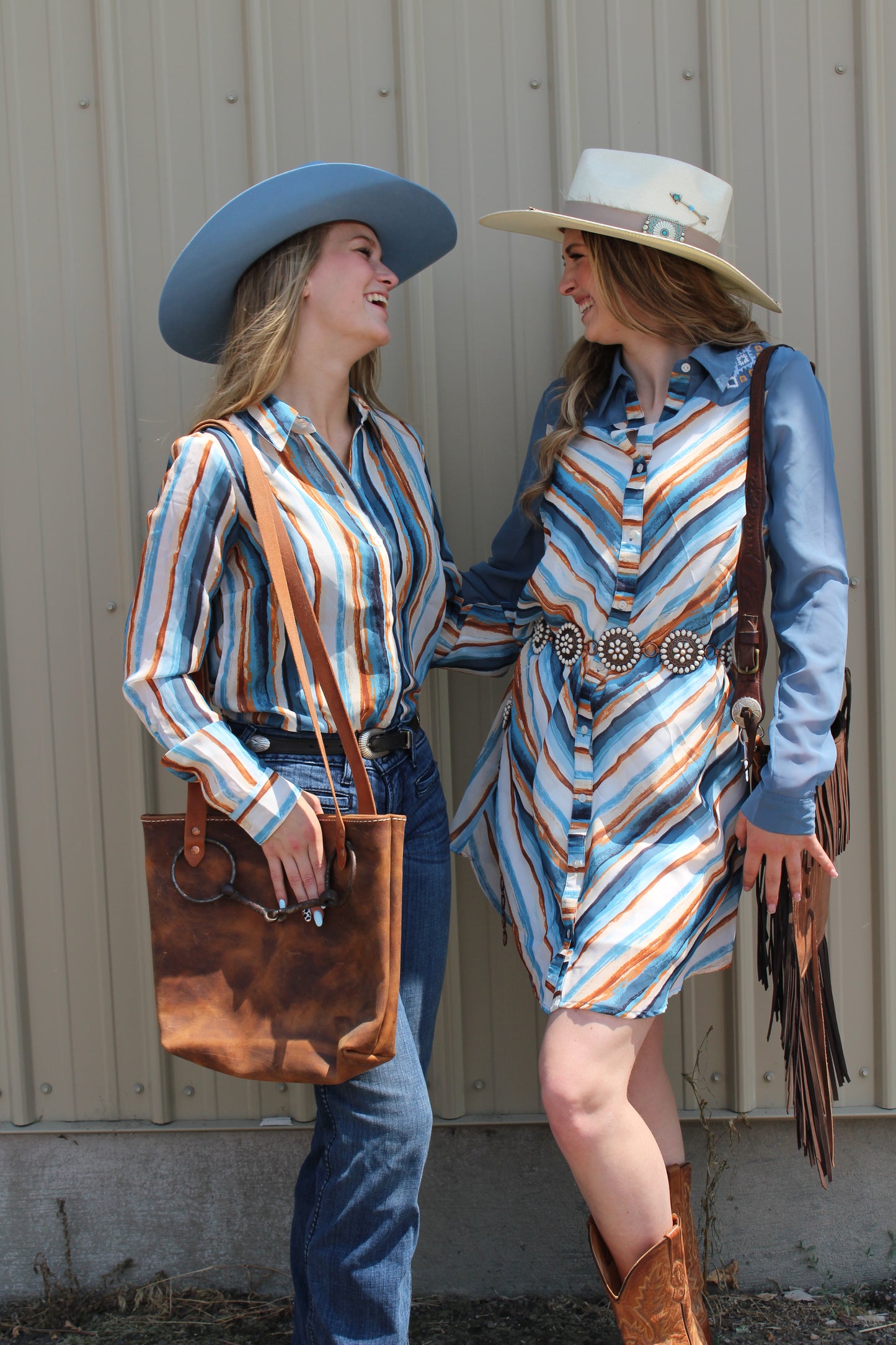 ROPER WOMENS LONG SLEEVE BUTTON WATERCOLOR STRIPE PRINT WESTERN SHIRT