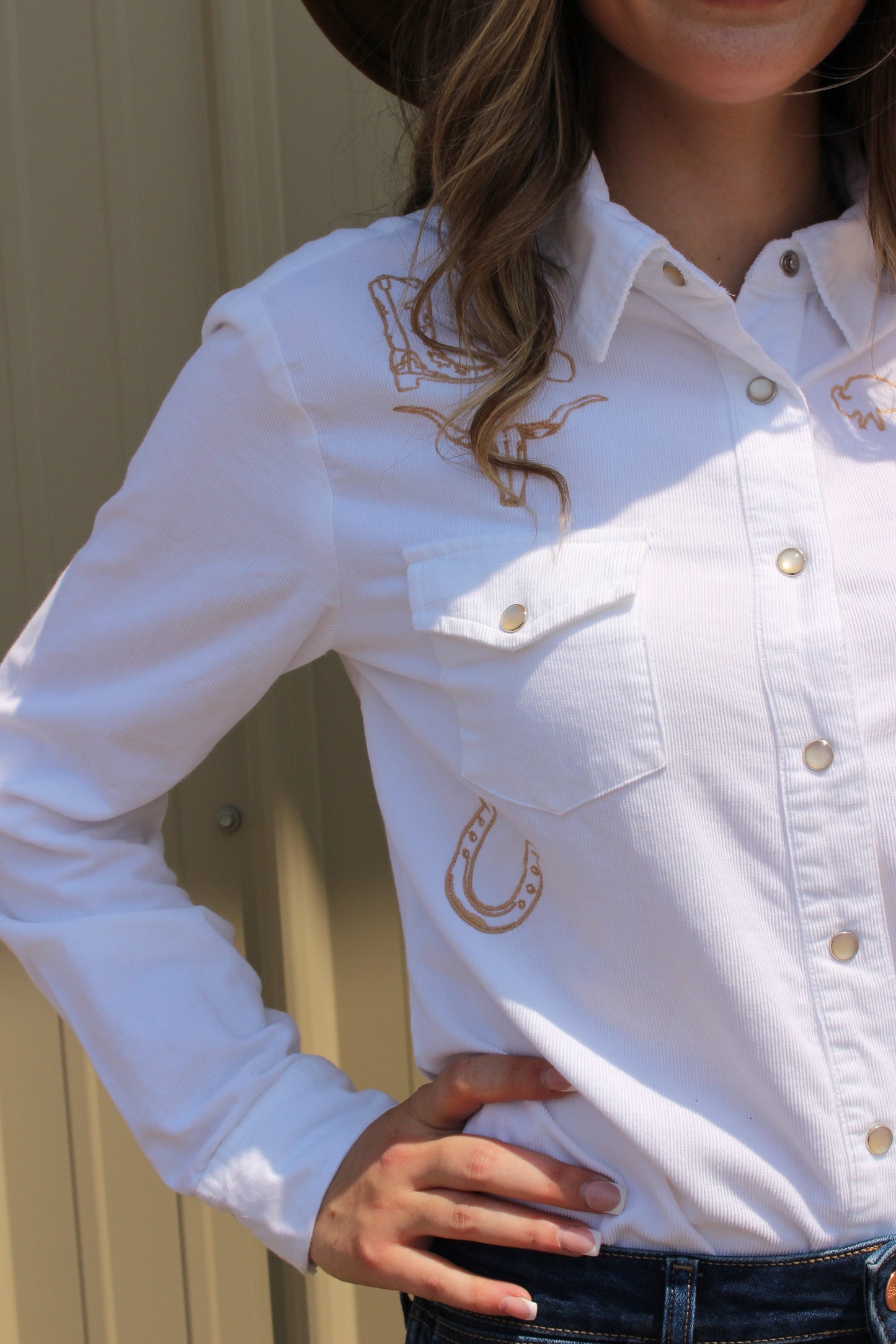 Roper Womens Western Corduroy Cream