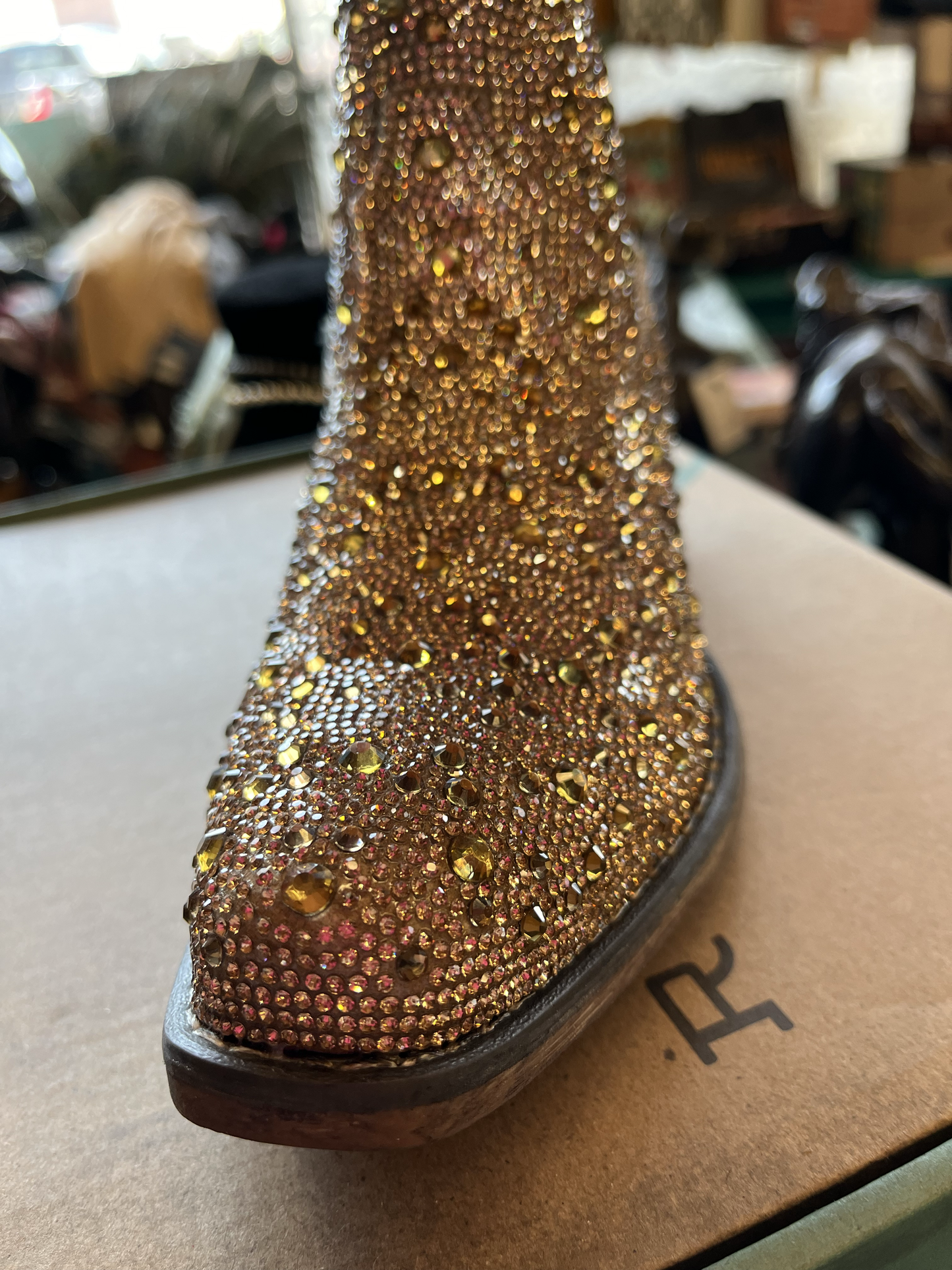 ROPER Womens Shay Jewells Ankle Rhinestone Snip Toe Casual Boots Ankle Low Heel 1-2" - Brown