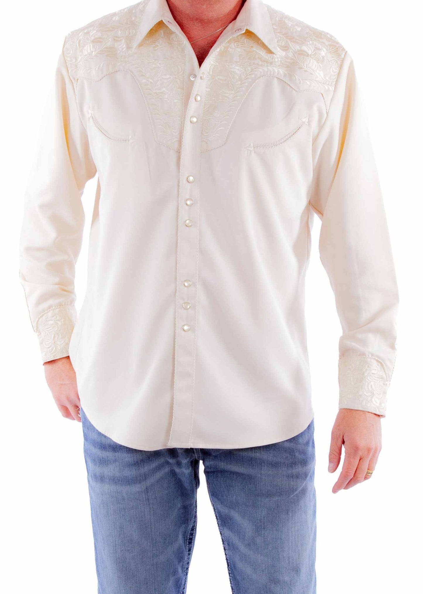 SCULLY FLORAL TOOLED EMBROIDERY SHIRT - Ivory