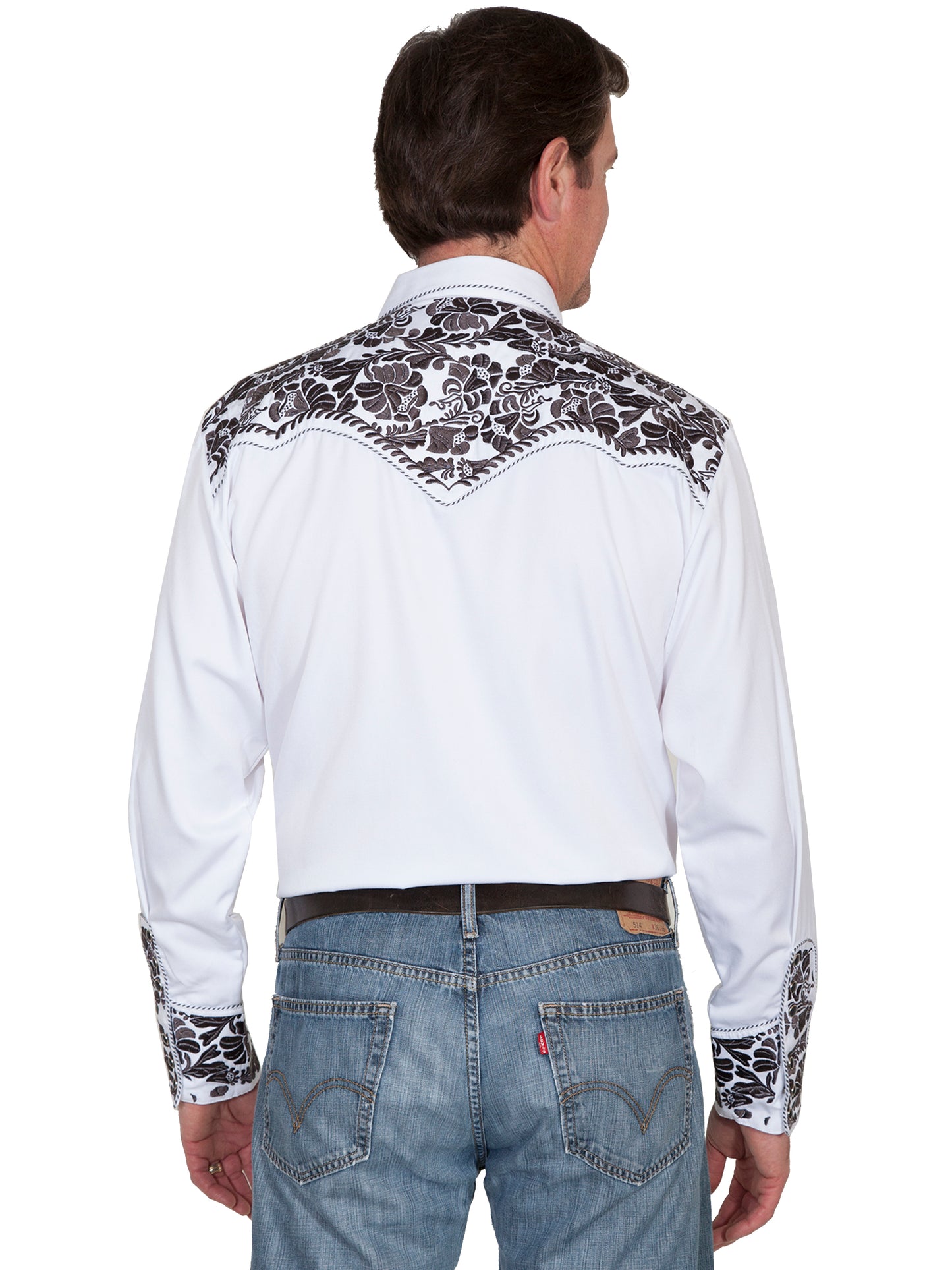 SCULLY FLORAL TOOLED EMBROIDERY SHIRT - Pewter