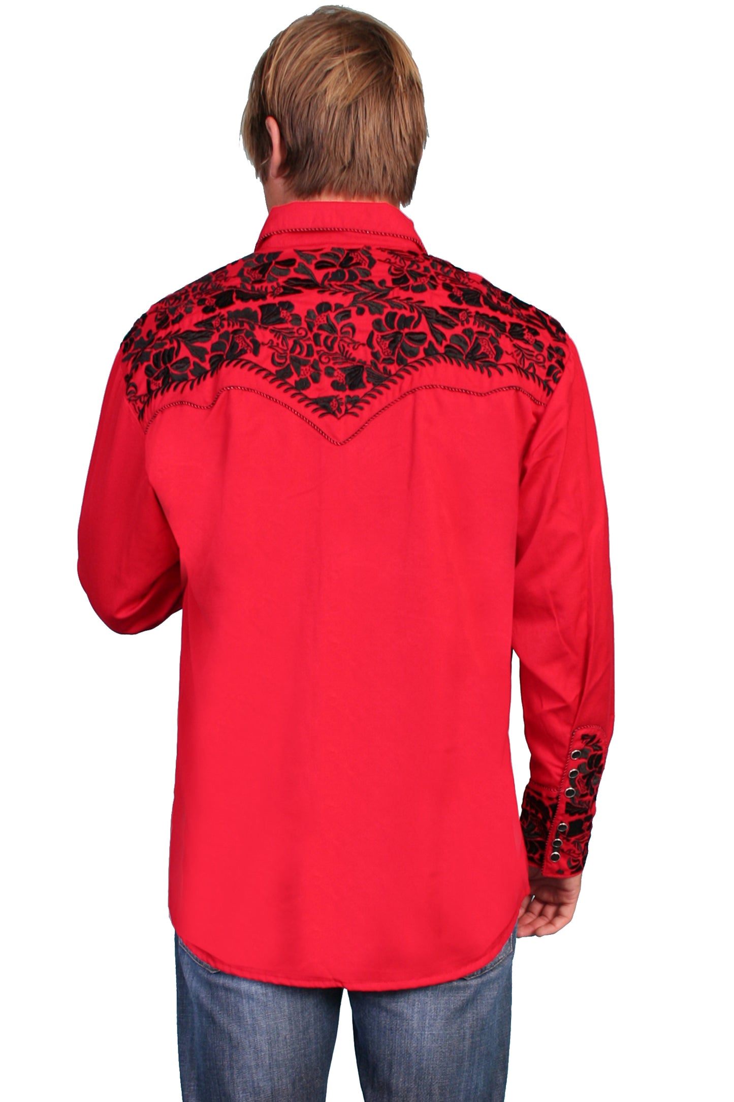 SCULLY FLORAL TOOLED EMBROIDERY SHIRT - Red