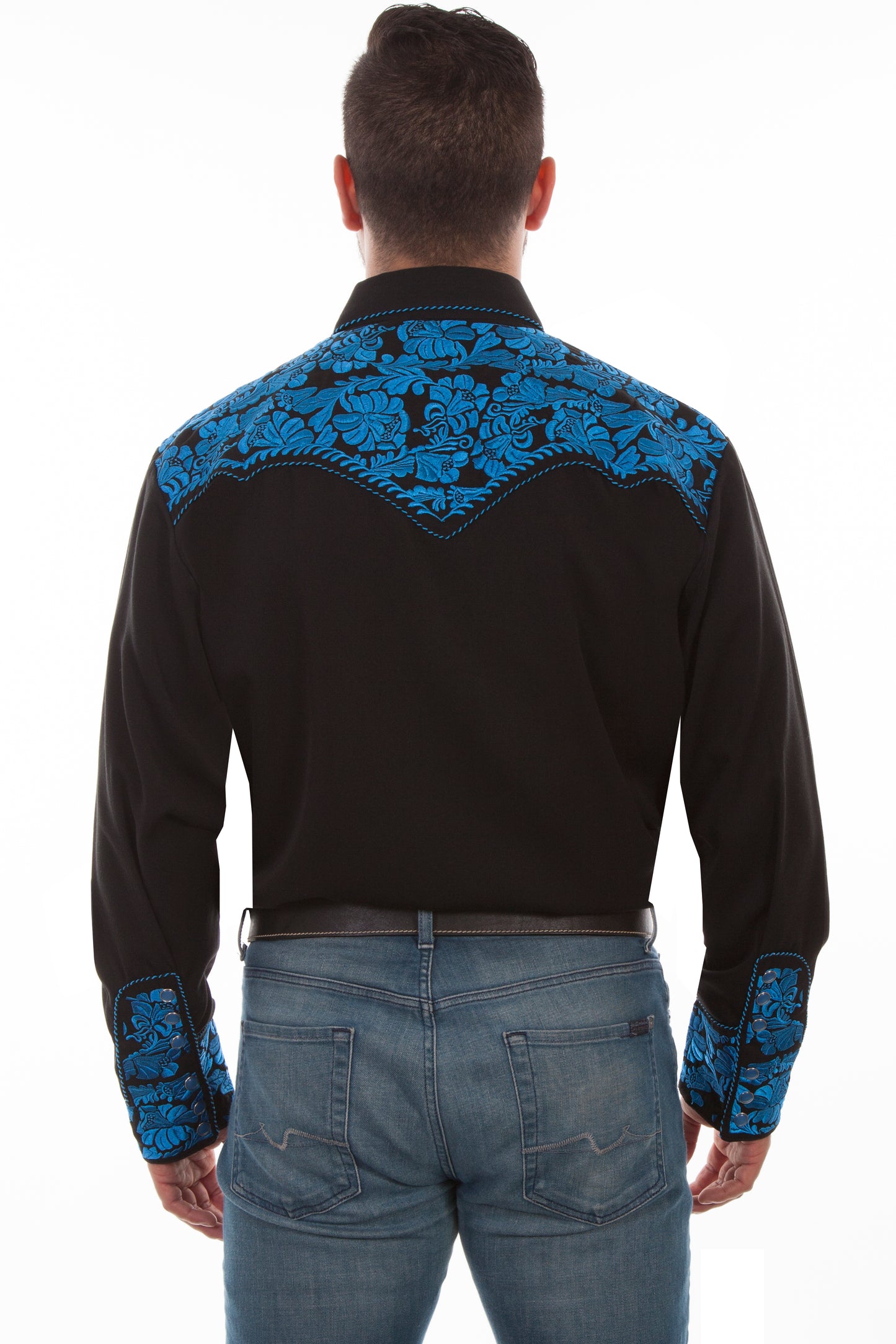 SCULLY FLORAL TOOLED EMBROIDERY SHIRT - Royal