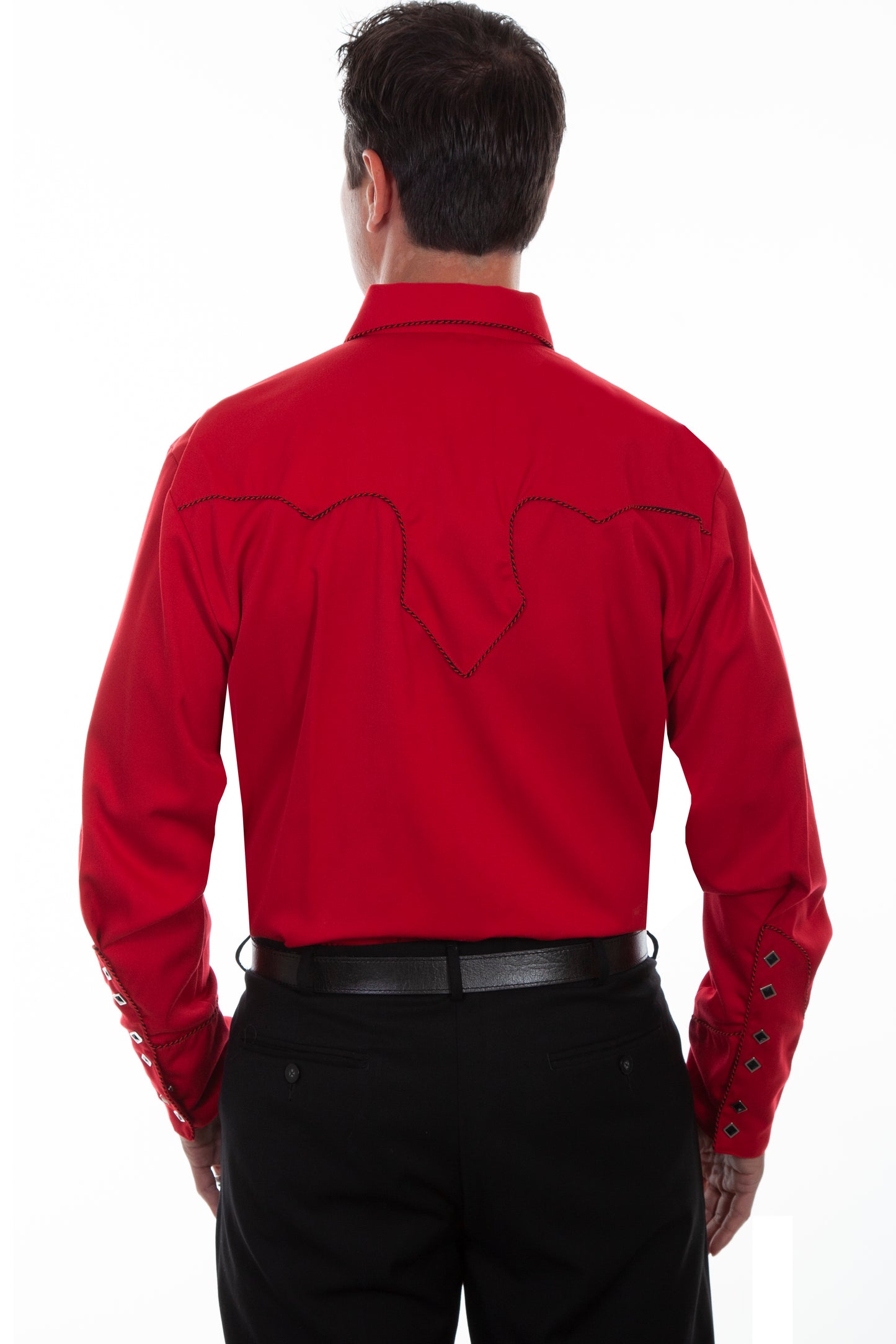 SCULLY SOLID SHIRT W/CANDY CANE PIPING - Crimson