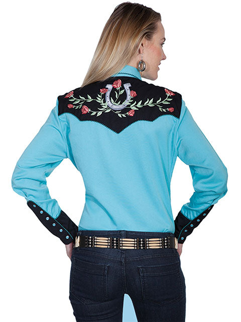 SCULLY- Women's Turquoise and Horseshoe Button Down