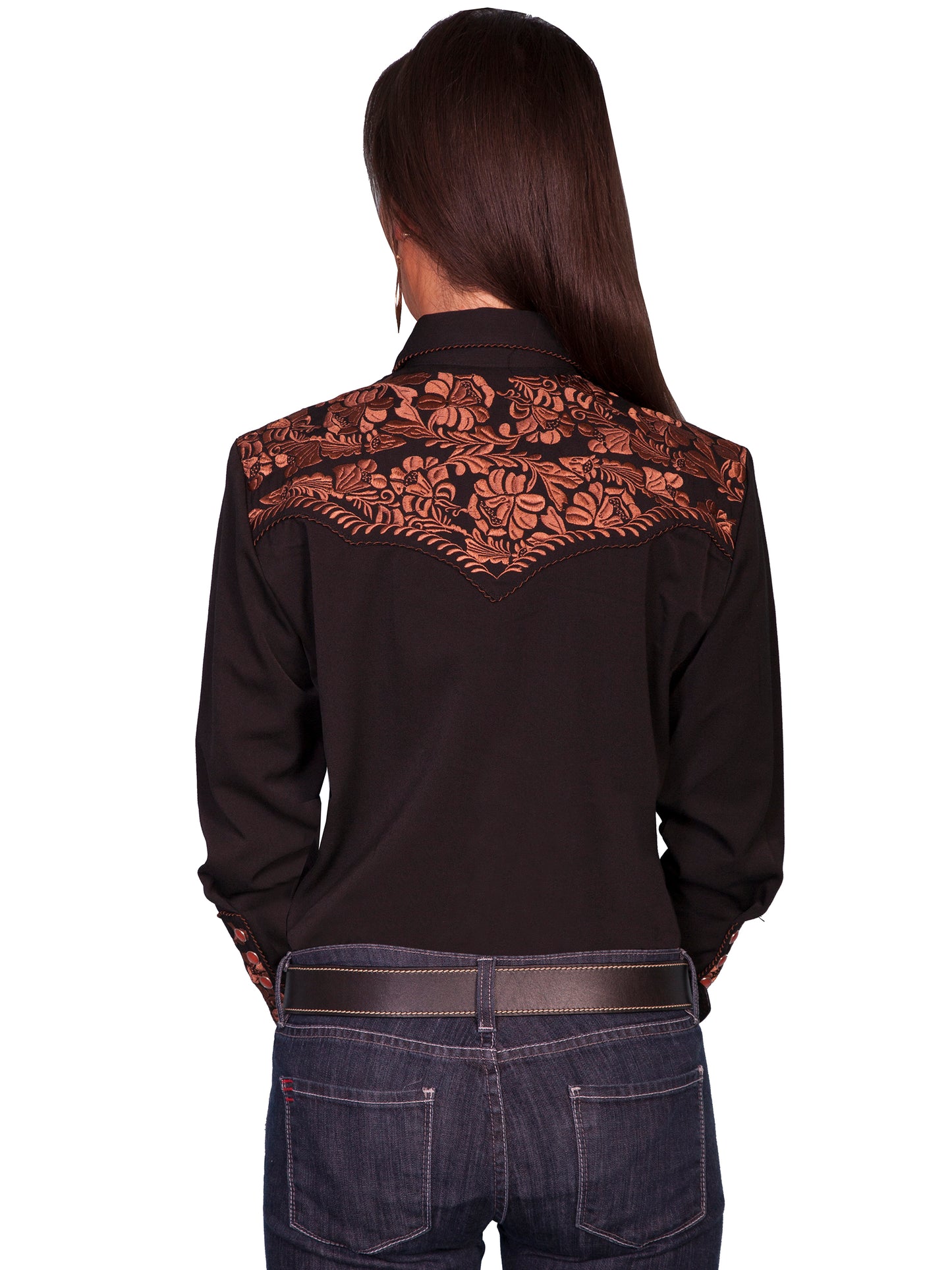 SCULLY FLORAL TOOLED EMB. BLOUSE - Black
