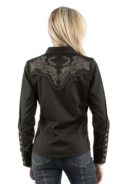 SCULLY- Women's Black with Studded Scroll Button Down