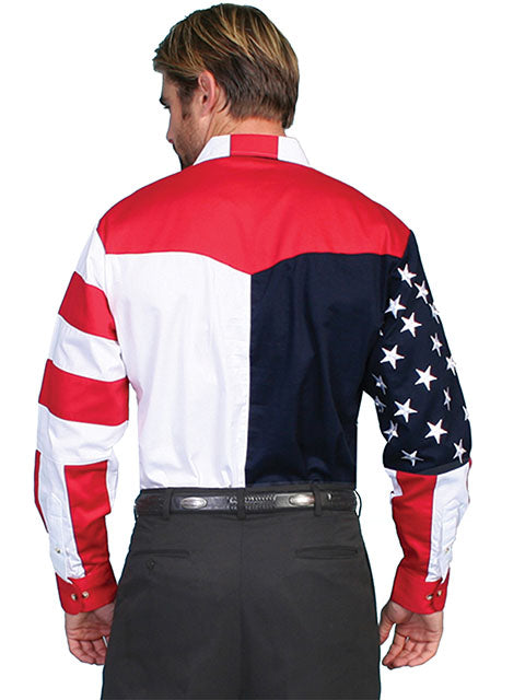 SCULLY- Men's Patriotic Long Sleeve Button Down
