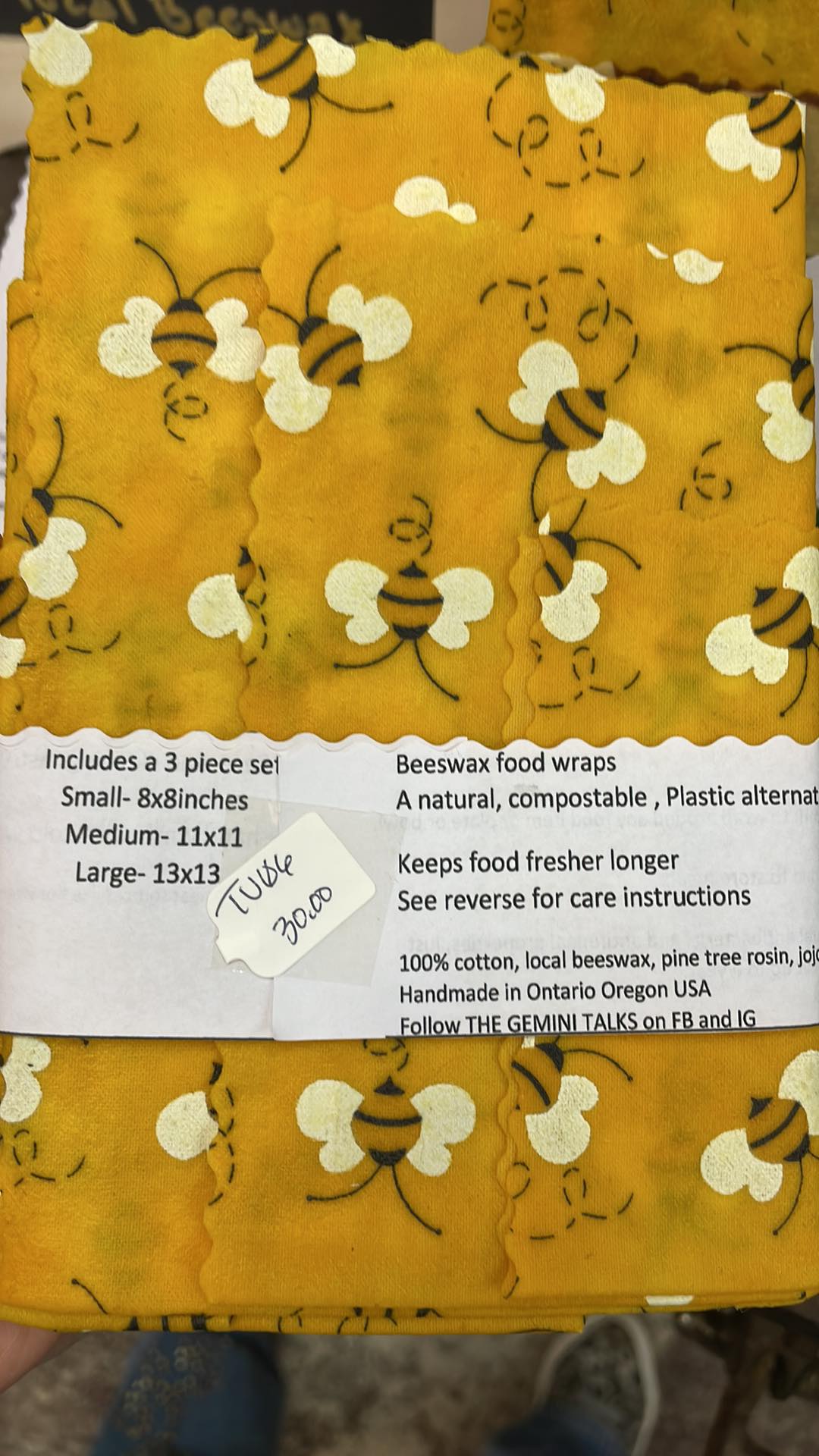 Bees Wax Reusable Food Wraps