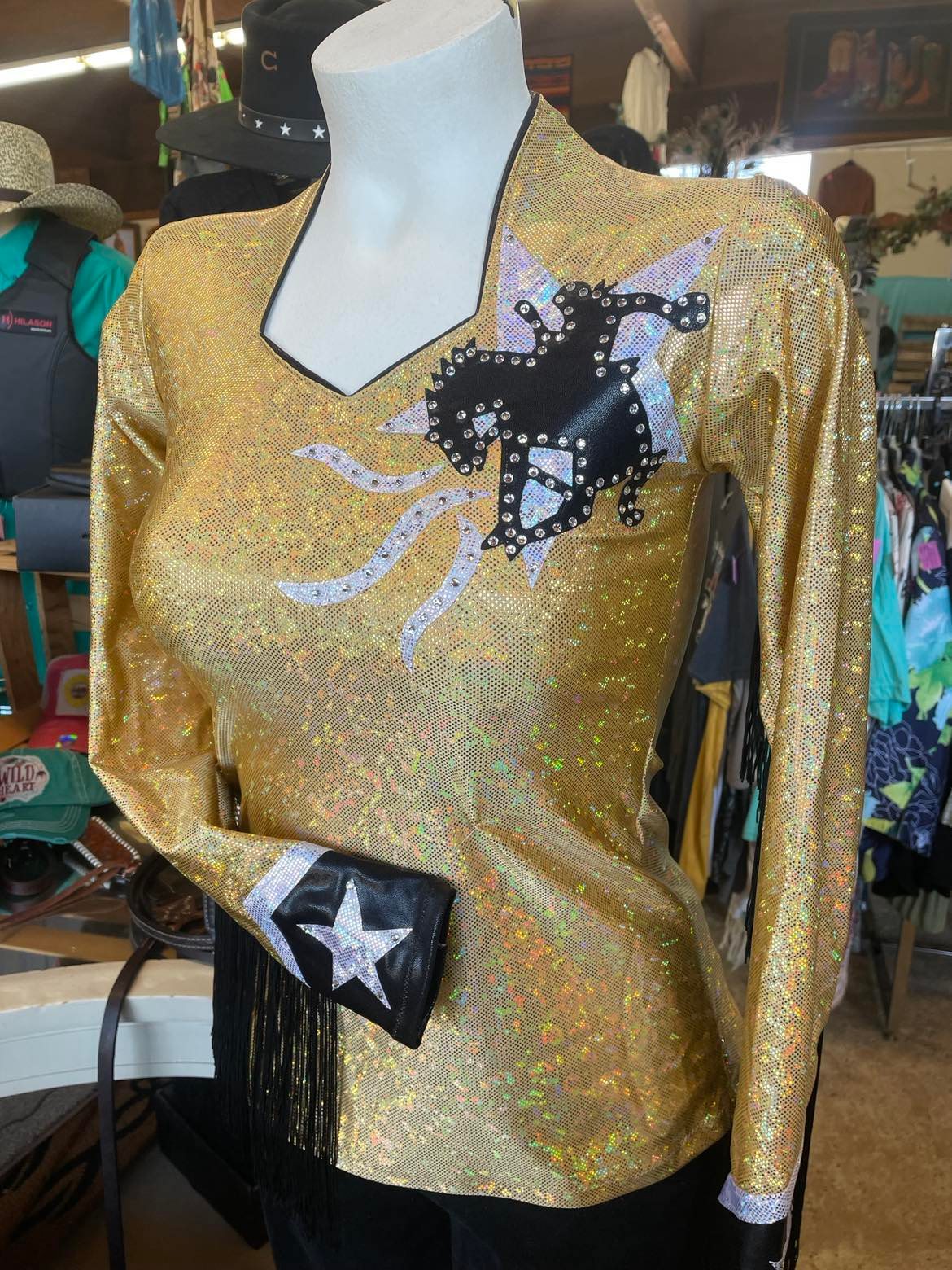 Horse Feathurs: Custom Rhinstone Bucking Horse Shirt