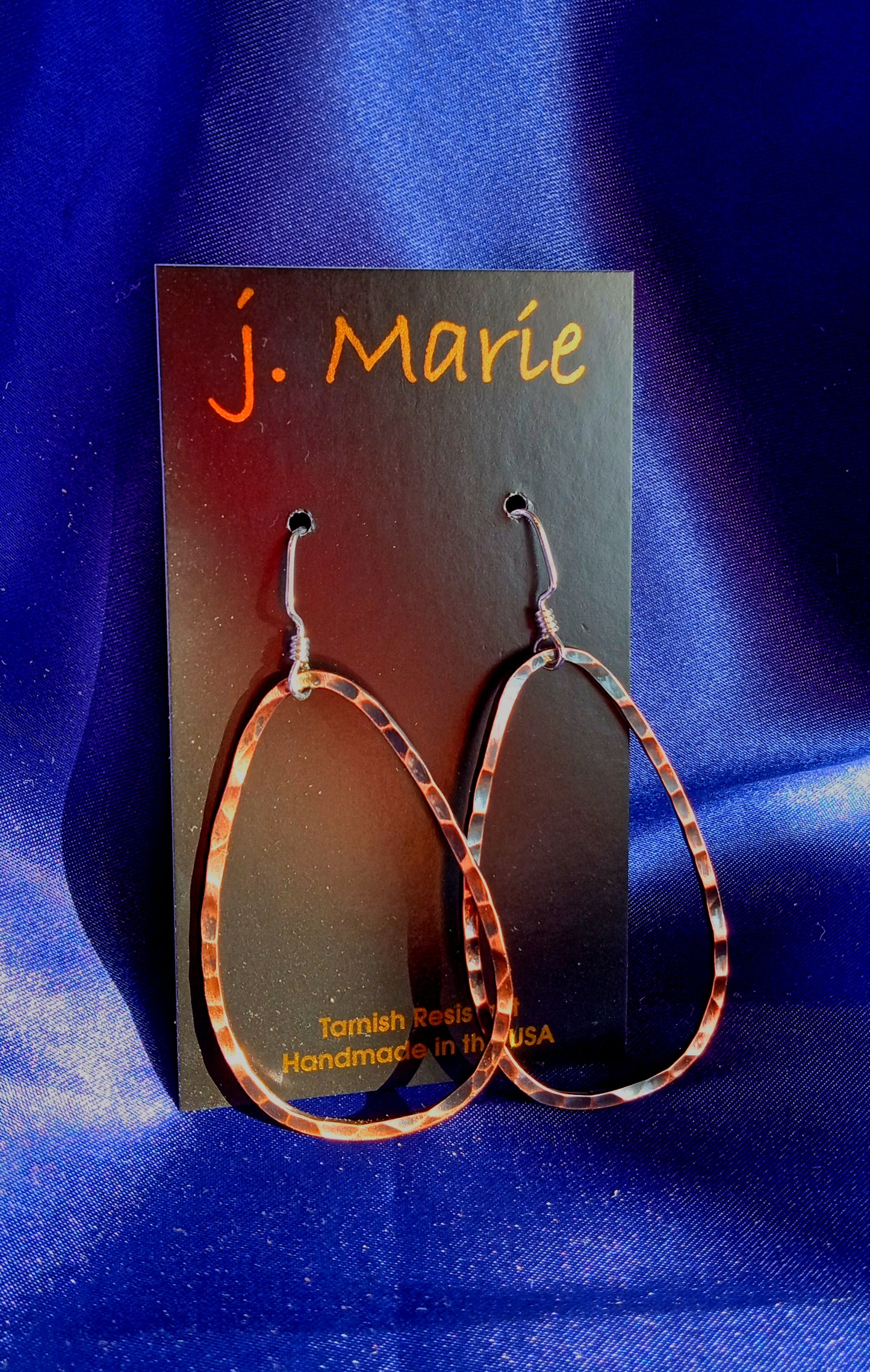 Oval Hammered Copper Earrings