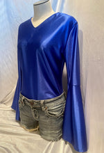 Load image into Gallery viewer, CUSTOM Royal Blue Satin Belle Sleeve Shirt