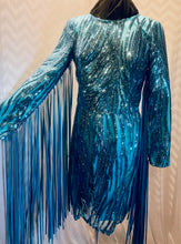 Load image into Gallery viewer, Full Fringe Light Blue Sequin Dress