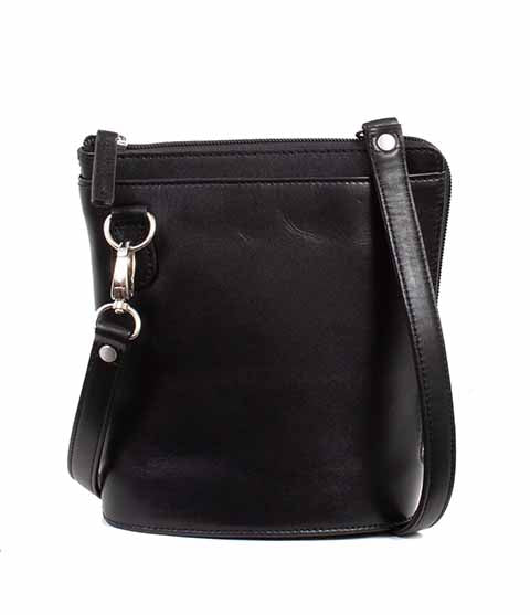 SCULLY: Unique 3/4 Side Zip Leather Crossbody Purse