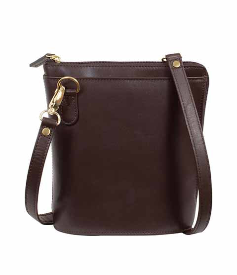 SCULLY: Unique 3/4 Side Zip Leather Crossbody Purse