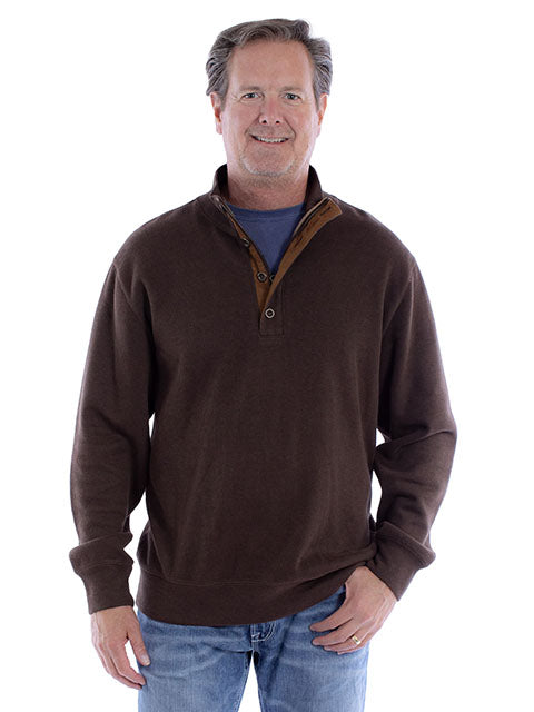 SCULLY: Men's Chocolate Button Pullover Sweater