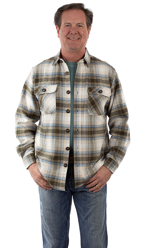 SCULLY: Men's Flannel Plaid Button Down Shacket