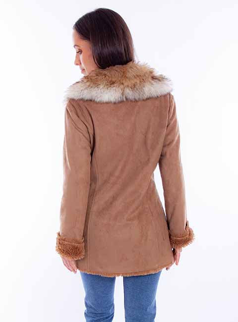 SCULLY: Ladies Leather & Fur Collar Jacket Midi Trench Coat