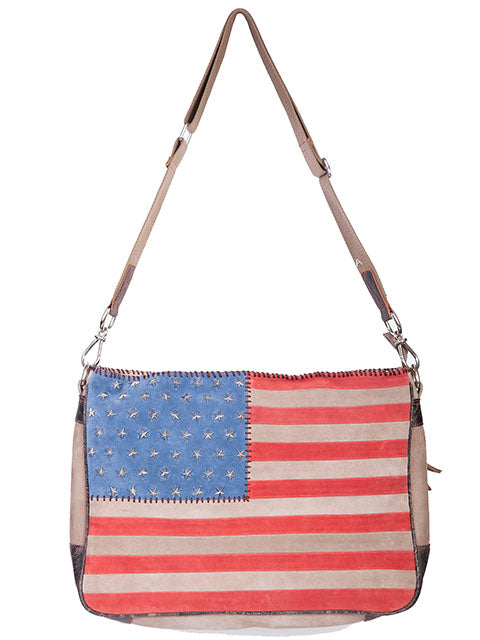 SCULLY: American Flag Suede Handbag