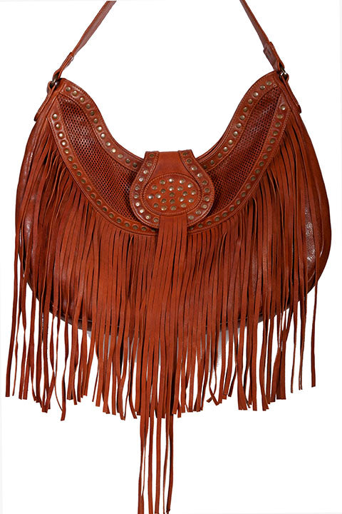 SCULLY: Leather Fringed Saddle Bag