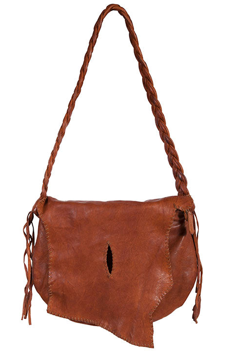 SCULLY: Braided Strap Shoulder Purse with Natural Edge Flap