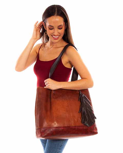 SCULLY: Tri-Colored Ladies Leather Tote