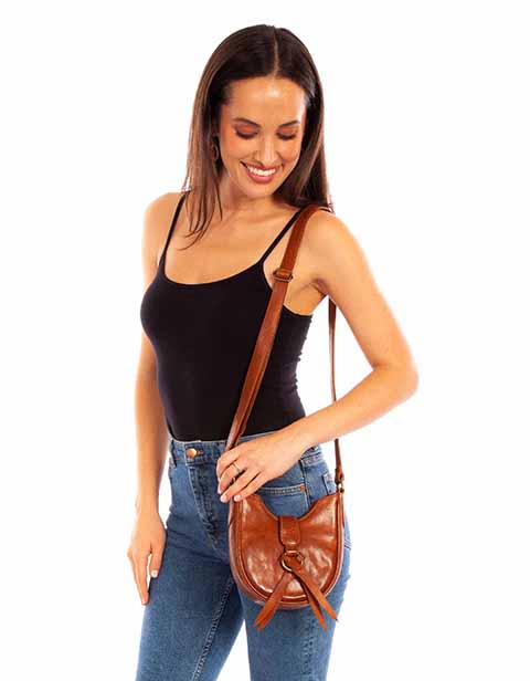 SCULLY: Cognac Colored Crossbody Purse