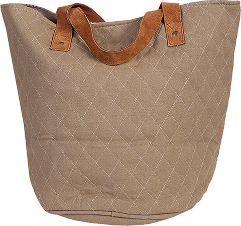 SCULLY: Quilted Suede and Canvas Tote Bag