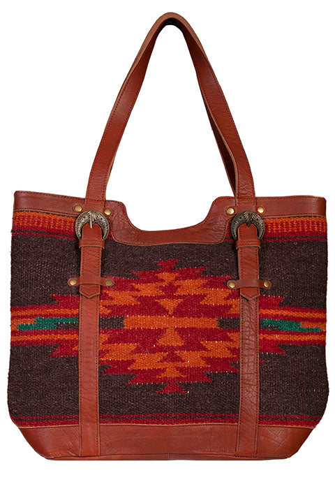 SCULLY: Aztec Printed Saddle Blanket and Leather Tote Bag