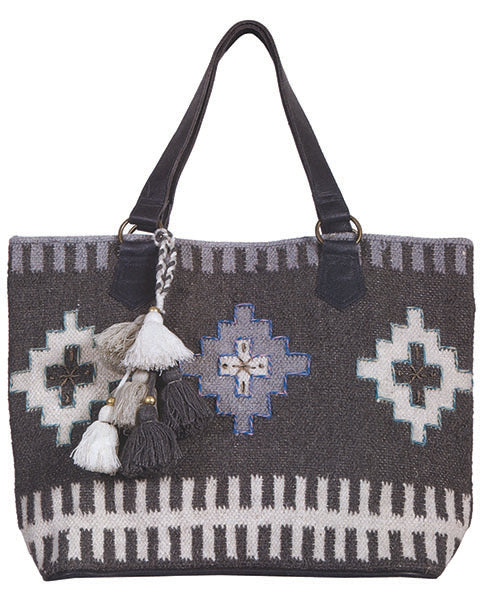 SCULLY: Grey Woven Tote Bag
