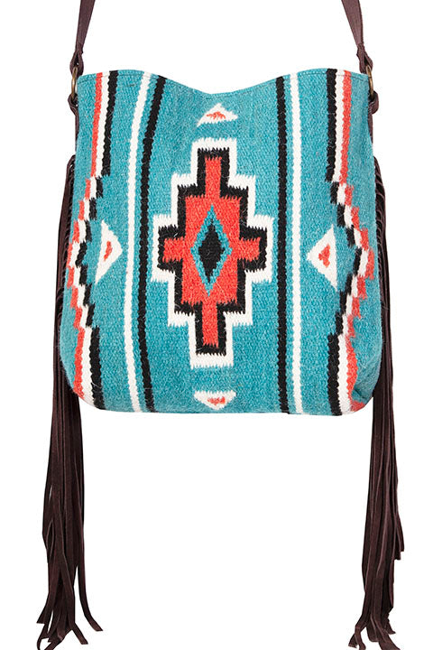 SCULLY: Turquoise Saddle Blanket & Fridge Shoulder Bag