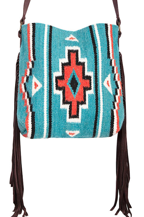 SCULLY: Turquoise Saddle Blanket & Fridge Shoulder Bag