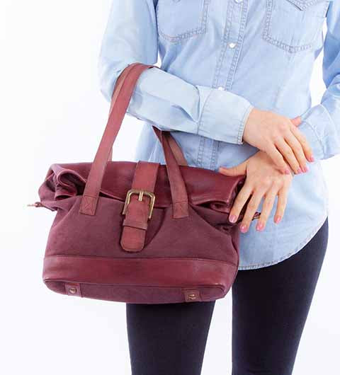 SCULLY: Canvas & Leather Trim Hand Bag