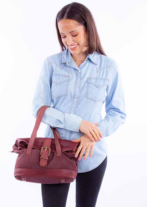 SCULLY: Canvas & Leather Trim Hand Bag