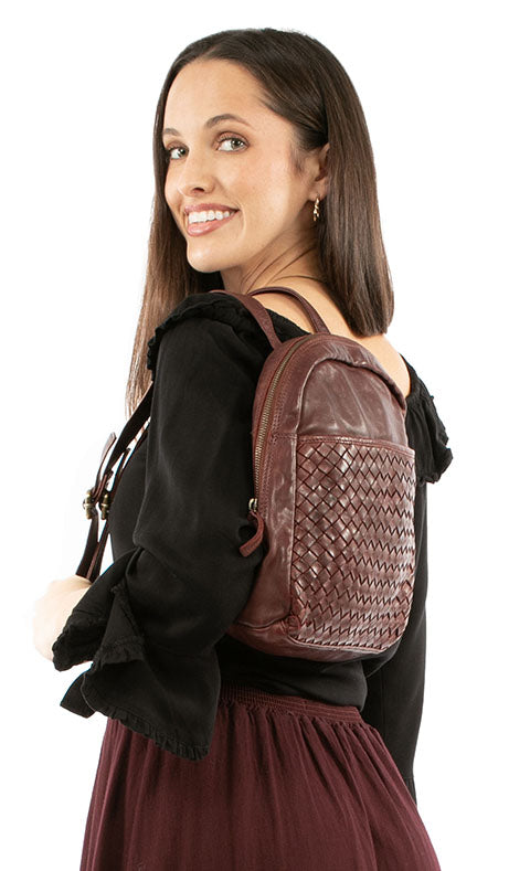SCULLY: Leather Woven Backpack