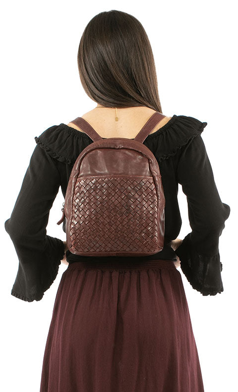 SCULLY: Leather Woven Backpack