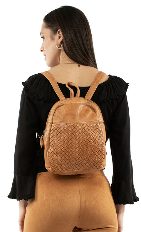 SCULLY: Leather Woven Backpack