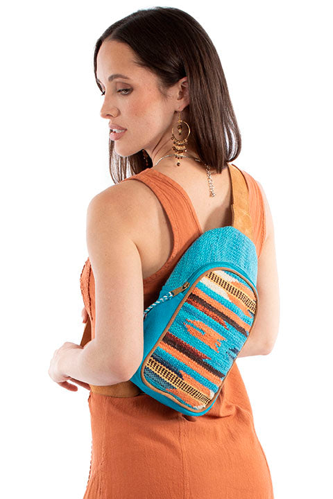 SCULLY: Turquoise Saddle Blanket Sling Purse