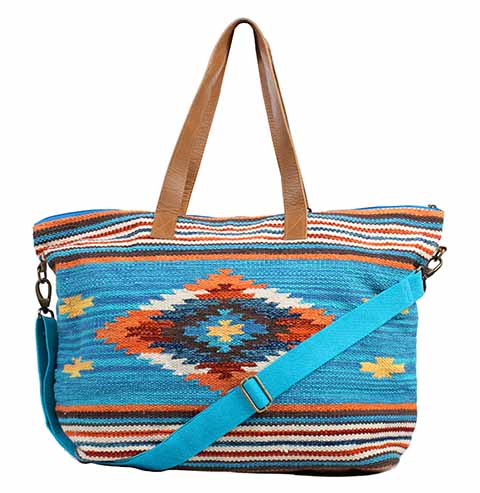 SCULLY: Turquoise Saddle Blanket Duffel Bag