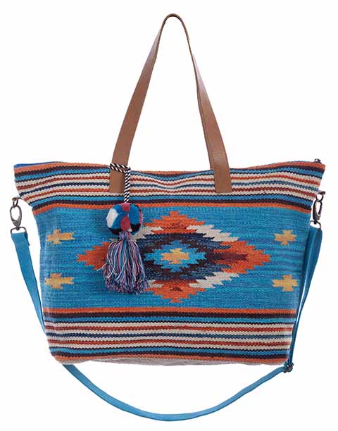 SCULLY: Turquoise Saddle Blanket Duffel Bag