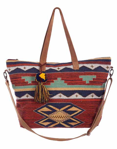 SCULLY: Red Saddle Blanket Shoulder Bag