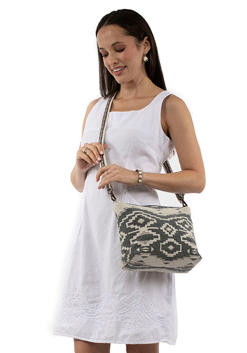SCULLY: Black and White Aztec Cross Body Purse