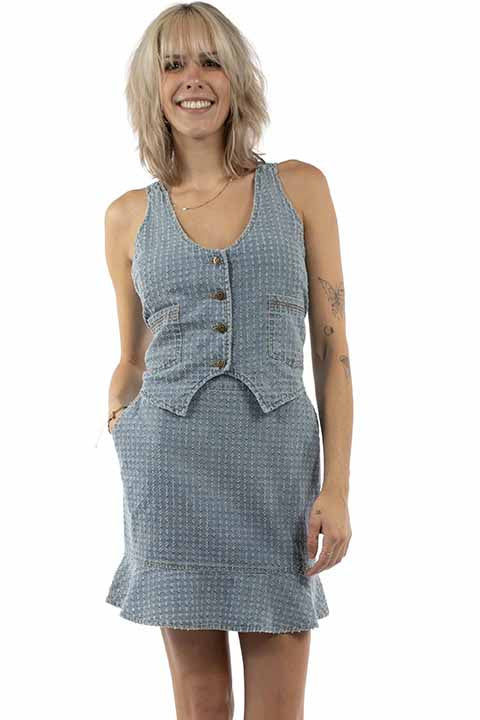 Scully- Womens Denim Dimpled Skirt