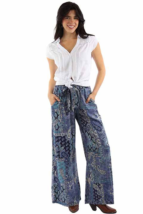 Scully- Women's Paisley and Scroll Palazzo Pants